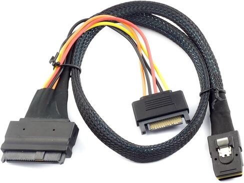 كابل MiniSAS 12G (SFF-8087) إلى U.2 (SFF-8639) NVMe SSD بطول 0.5 متر مع حامل تثبيت SSD U.2 (PCI-SFF8643)(1M) in Saudi Arabia