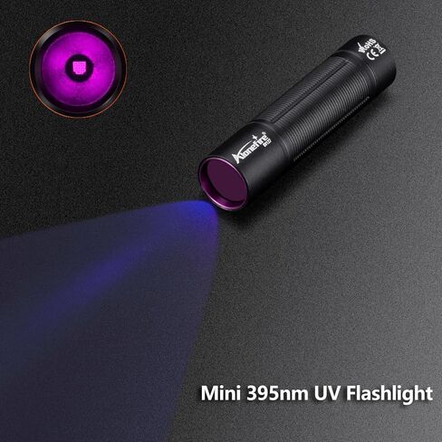 ALONEFIRE SV127 Mini 395nm UV مصباح يدوي USB C قابل لإعادة الشحن Blacklight Woods مصباح كاشف المال ضوء أسود للكشف عن بول الحيوانات الأليفة والمعادن والصخور وتسريبات التيار المتردد مع بطارية مدمجة in Kuwait