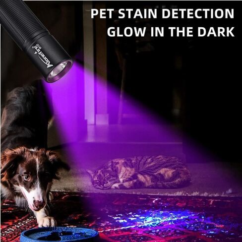 ALONEFIRE SV127 Mini 395nm UV مصباح يدوي USB C قابل لإعادة الشحن Blacklight Woods مصباح كاشف المال ضوء أسود للكشف عن بول الحيوانات الأليفة والمعادن والصخور وتسريبات التيار المتردد مع بطارية مدمجة in Kuwait