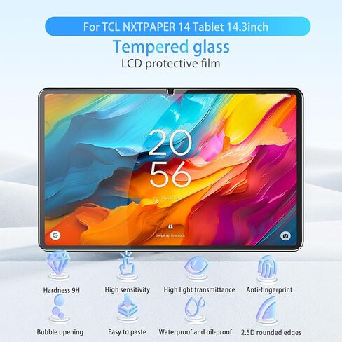 واقي شاشة لجهاز TCL NXTPAPER 14 Tablet مقاس 14.3 بوصة، زجاج مقسى عالي الدقة، صلابة 9 ساعات، خدش، مضاد لبصمات الأصابع، واقي غشاء من الزجاج المقوى لجهاز TCL NXTPAPER 14 Tablet [عبوة واحدة] in Kuwait