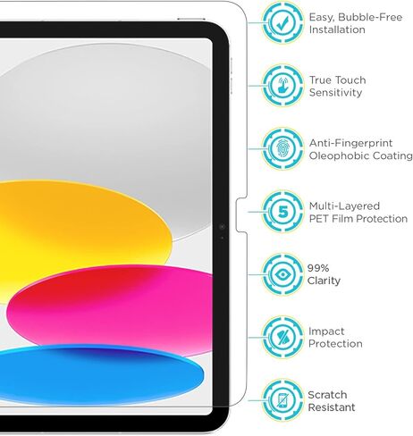واقي شاشة Tech Armor Matte مضاد للتوهج لجهاز iPad 11 (2025) وiPad الجيل العاشر 10.9 بوصة 2022، متوافق مع Face ID، عبوتان in Kuwait