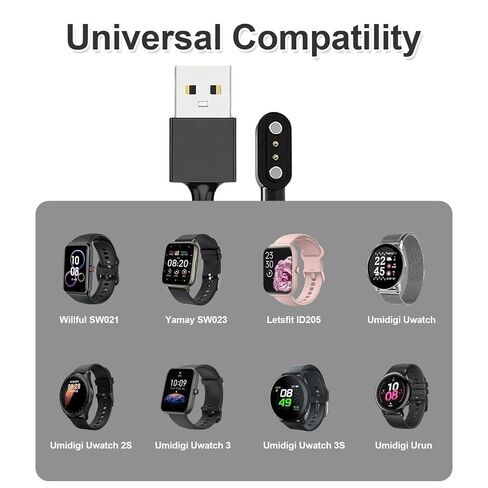 شاحن الساعة الذكية لـ VeryFit Pro Letsfit، كابل شحن USB مغناطيسي للساعة الذكية متوافق مع SW021 SW023 SW025 ID205L ID205U ID205S IDW26 IDW25 IDW23 Uwatch 3S 3 2 2S in Saudi Arabia