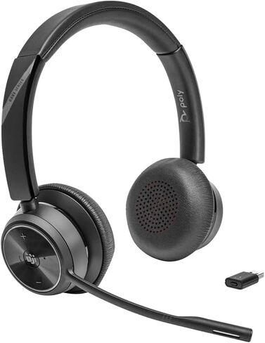 Poly Savi 7300 Office 7320 Headset - Microsoft Teams Certification - Stereo - Wireless - DECT 6.0-590 ft - 20 Hz - 20 kHz - Over-The-Head, On-Ear - Binaural - Ear-Cup - Noise Cancelling Microphone - in Saudi Arabia