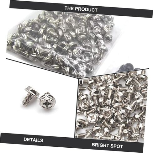 Uonlytech 100 قطعة فضية 6#-32x6 مم مسامير تثبيت للكمبيوتر الشخصي لحافظة الكمبيوتر وفتحة Pci ومسامير إبهام بديلة لإمدادات الطاقة وإصلاح الهيكل in Kuwait