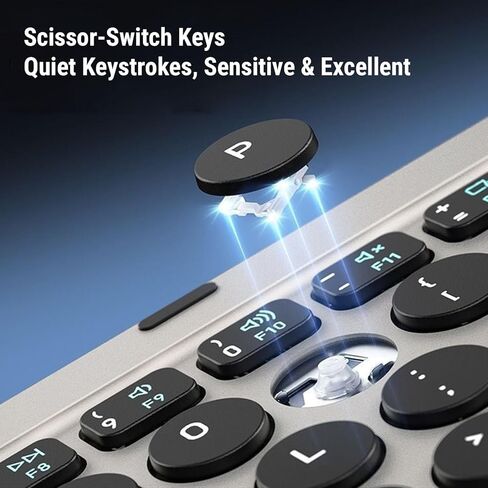 Tangxi Foldable Keyboard, Folding Wireless Keyboard with Touchpad & PU Leather Cover, for Tablet Laptop Smartphone - Connect Up to 3 Devices in Saudi Arabia