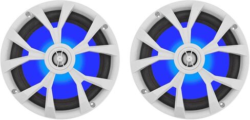 Rockville RKL80MW 900-Wat 8 in 2-Way Marine Boat مكبر صوت، IP66 مقاوم للماء، مصابيح LED متزامنة، براغي مثبتة مسبقًا من الفولاذ المقاوم للصدأ، مخروط من البولي بروبيلين، للبحرية والخارجية، 8 قطع in Saudi Arabia