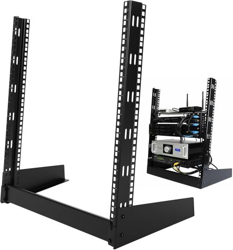 Moxweyeni 12u Open Frame Server Rack 19" 2 Post Network Rack for Audio Video Device Free Standing Desktop or Floor Lightweight Hinged Design, Compatible with Eia-310 Compliant, 140 Lbs Load Capacity in Saudi Arabia