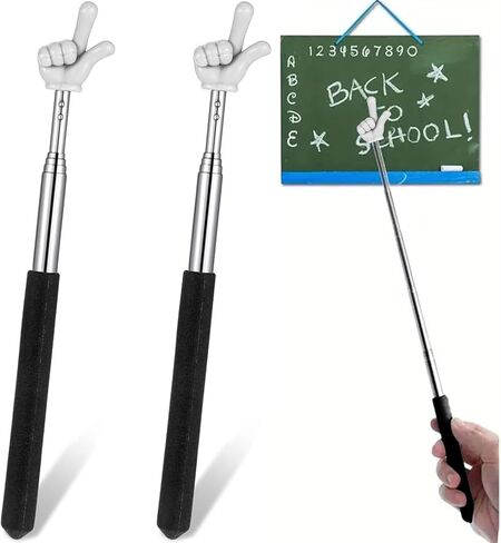 2Pcs Extendable Pointer Finger Stick - Bright Colored Telescopic Teachers Pointer for Classroom, Perfect Pointing Stick for Reading & Presentation Pointers,Yellow in Saudi Arabia