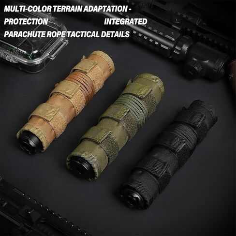 غطاء تكتيكي Airsoft مقاس 4/5/6/7/9 بوصة - غطاء درع حراري للاستخدام المضاد للحرق والديكور، جراب واقي كاتم الصوت لمعدات ألعاب الحرب للصيد والرماية in Kuwait