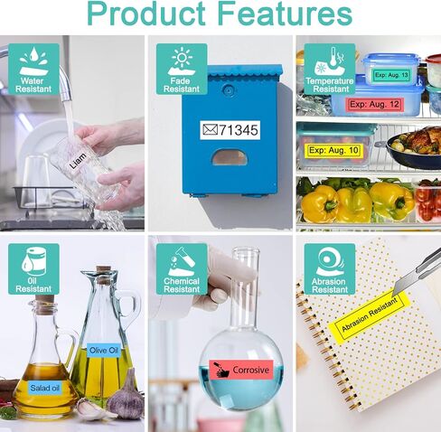 مجموعة أشرطة ملصقات NineLeaf 5PK باللون الأسود على اللون متوافقة مع Brother M MK MK221 MK421 MK521 MK621 MK721 9 مم 3/8 بوصة × 8 متر تعمل مع صانع الملصقات P-Touch PT-45M PT-65 PT-70 PT-80 PT-M95 in Saudi Arabia