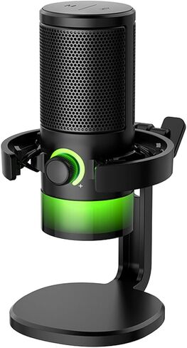 USB Microphone, Desktop Condenser Microphone RGB Light Type C Interface Sound Card Chip Wireless Playback Studio Mic for Streaming Recording PC Phone in Saudi Arabia
