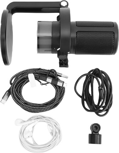 USB Microphone, Desktop Condenser Microphone RGB Light Type C Interface Sound Card Chip Wireless Playback Studio Mic for Streaming Recording PC Phone in Saudi Arabia