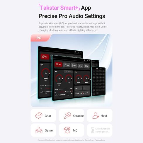 USB Microphone, Desktop Condenser Microphone RGB Light Type C Interface Sound Card Chip Wireless Playback Studio Mic for Streaming Recording PC Phone in Saudi Arabia