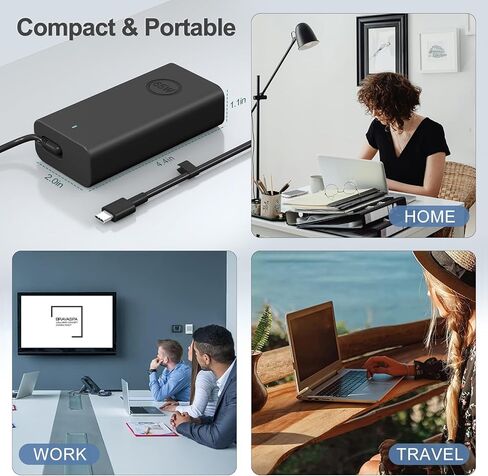 شاحن كمبيوتر محمول سريع 65 وات USB C متوافق مع Dell Latitude 5320 5520 5530 Latitude 7200 7320 7330 2 في 1، Inspiron 15 16، Chromebook 11 13، XPS 13 15 متضمن سلك الطاقة in Kuwait