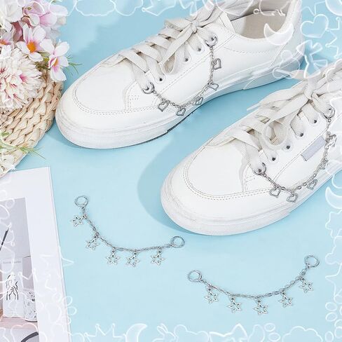 OLYCRAFT 4Pcs Decorative Boot Chain Set Shoe Decoration Chain Shoe Accessory Shoelaces for Boots Sneaker DIY Party Decor in Kuwait