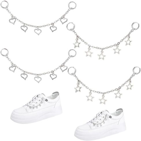 OLYCRAFT 4Pcs Decorative Boot Chain Set Shoe Decoration Chain Shoe Accessory Shoelaces for Boots Sneaker DIY Party Decor in Kuwait