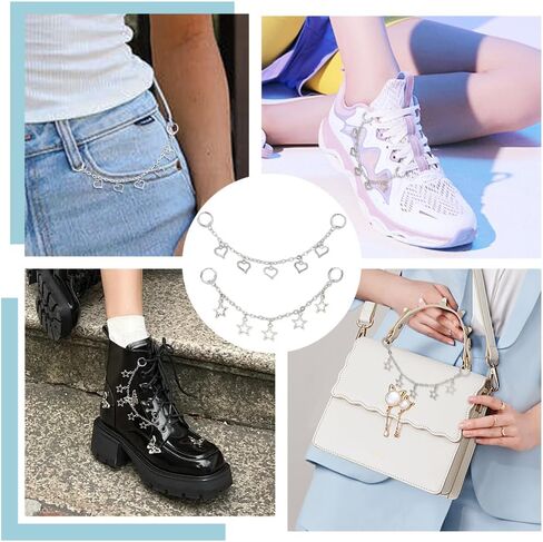 OLYCRAFT 4Pcs Decorative Boot Chain Set Shoe Decoration Chain Shoe Accessory Shoelaces for Boots Sneaker DIY Party Decor in Kuwait