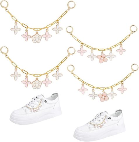 OLYCRAFT 4Pcs Decorative Boot Chain Set Shoe Decoration Chain Shoe Accessory Shoelaces for Boots Sneaker DIY Party Decor in Kuwait