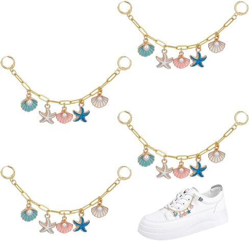 OLYCRAFT 4Pcs Decorative Boot Chain Set Shoe Decoration Chain Shoe Accessory Shoelaces for Boots Sneaker DIY Party Decor in Kuwait