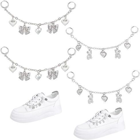 OLYCRAFT 4Pcs Decorative Boot Chain Set Shoe Decoration Chain Shoe Accessory Shoelaces for Boots Sneaker DIY Party Decor in Kuwait