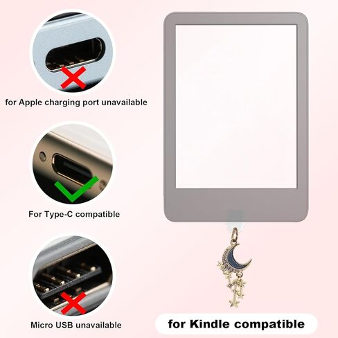 8 قطع من قابس الغبار لـ Kindle، 8 أنماط من النوع C، واقيات منفذ الشحن، شمس القمر ونجوم قنديل البحر لملحقات Kindle والهاتف in Kuwait