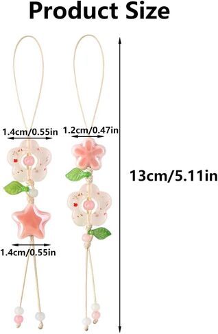 2 Pcs Cute Phone Charm Kawaii Ceramic Flower Star Leaves Pendant Cell Phone Charms Aesthetic Flowers Beads Decorative Cellphone Keychain Charm Strap for Bag Purse Key Chain Camera Pendants Decor in Saudi Arabia