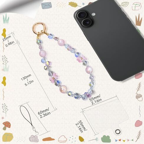 Crystal Flower Chain Phone Charm - Cute Bling Phone Beaded Wrist Strap for Cellphone Camera Keychain Pendant Decor in Saudi Arabia