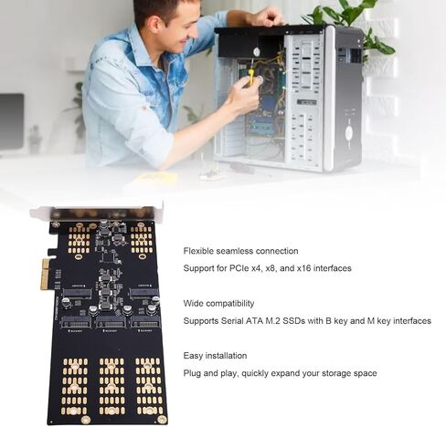 محول M.2 PCIe إلى M.2 SSD، بطاقة توسيع PCIe ذات 5 فتحات لـ 2280 2260 2242 2230 SSD، مع دعم واجهات BKey وMKey in Kuwait