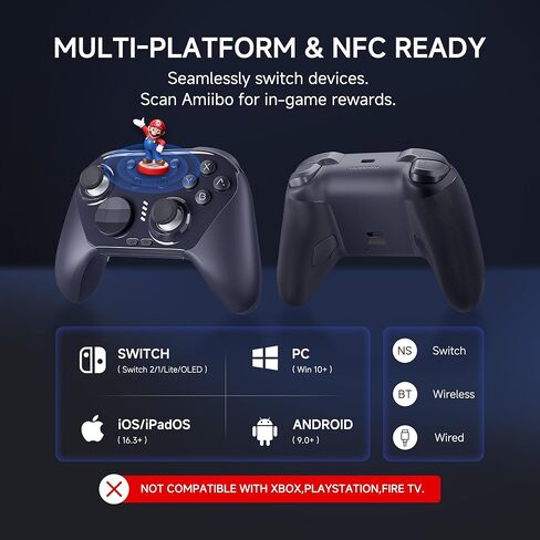 وحدة تحكم لاسلكية MOBAPAD Chitu2 HD Switch 2، عصا تحكم TMR Glide [ZERO Drift]، قاعدة شحن، HD Rumble، NFC، Turbo، برمجة، أزرار ميكانيكية - لوحة ألعاب لجهاز Nintendo Switch/Switch 2 in Kuwait
