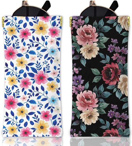 GLOBLELAND 2Pcs Flower Themed Soft Glasses Case for Watches Phones Makeup Brushes for Women and Men in Saudi Arabia