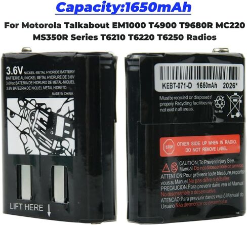 3.6V 1650mAh Two Way Radio Rechargeable Battery for Motorola 53615 KEBT-071A KEBT-071-B KEBT-071-C KEBT-071-D Talkabout 5950 T4800 T4900 T5000 T5800 T9500R HKNN4002 in Saudi Arabia