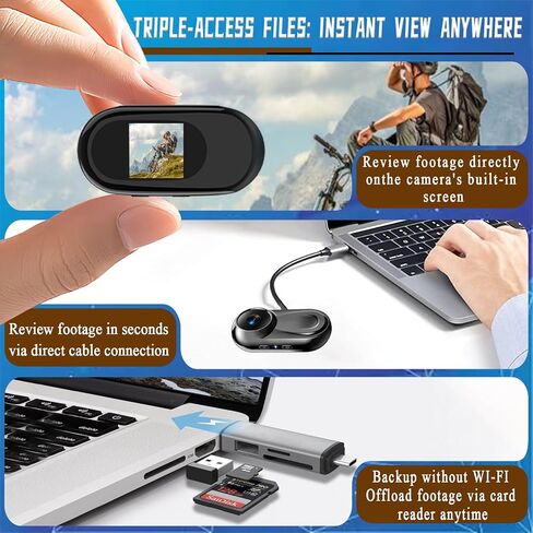 كاميرا صغيرة مطورة بدقة 1080 بكسل يمكن ارتداؤها على الجسم مع تسجيل الصوت والفيديو، وكاميرا الحركة الرياضية، وكاميرا POV بحجم الإبهام، وكاميرا فيديو بمشبك خلفي مغناطيسي للأمان والعمل والحراسة والسفر، 64 جيجابايت، أسود in Kuwait