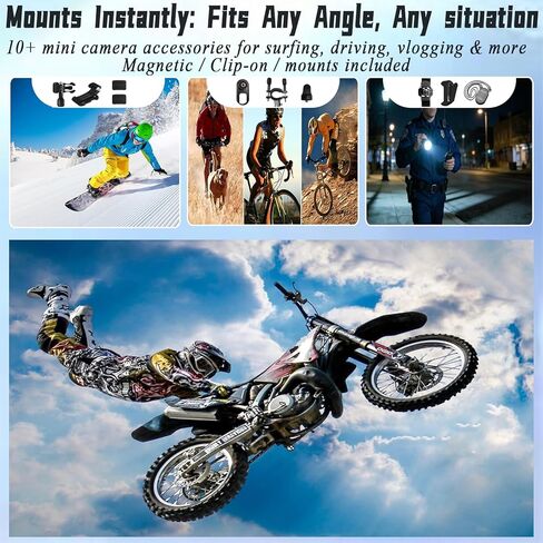 كاميرا صغيرة مطورة بدقة 1080 بكسل يمكن ارتداؤها على الجسم مع تسجيل الصوت والفيديو، وكاميرا الحركة الرياضية، وكاميرا POV بحجم الإبهام، وكاميرا فيديو بمشبك خلفي مغناطيسي للأمان والعمل والحراسة والسفر، 64 جيجابايت، أسود in Kuwait