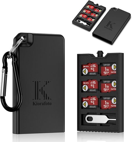 حامل حافظة بطاقات ذاكرة TF صغيرة منبثقة لـ 8 بطاقات TF MSD مع حلقة تسلق، حافظة بطاقات MicroSD محمولة مضادة للصدمات ومقاومة لرذاذ الماء، حاوية تخزين منظمة وأداة إزالة البطاقة متضمنة in Kuwait