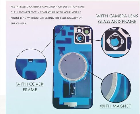 Rear Back Cover Glass Replacement for iPhone 15 Pro Back Glass + Camera Lens + Magnet + Iron Piece Holder with Repair Tool Kit (White) in Saudi Arabia