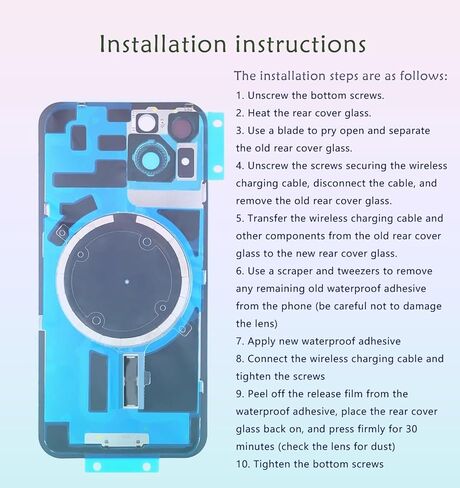 Rear Back Cover Glass Replacement for iPhone 15 Pro Back Glass + Camera Lens + Magnet + Iron Piece Holder with Repair Tool Kit (White) in Saudi Arabia