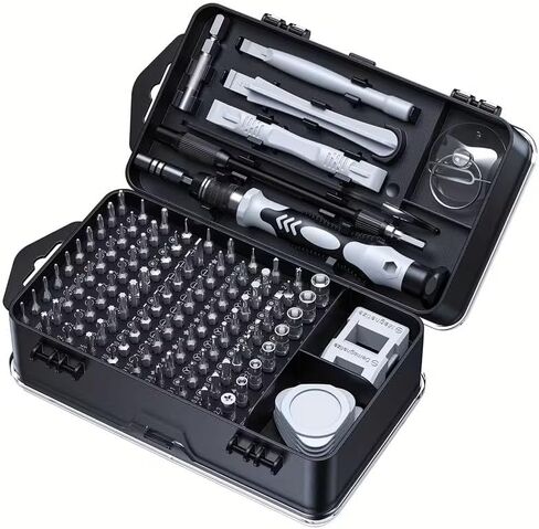 115-in-1 Precision Screwdriver Set, Anti-Slip Portable Repair Tool Kit, Ergonomic Handle, for Phones, Laptops, Watches, Chrome Vanadium Steel, Silvery Gray, Includes Hex, Pentagon, Cross Heads, Black in Saudi Arabia