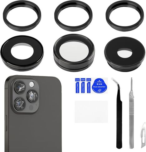 for iPhone 14 Pro Max 14 Pro Camera Lens Glass with Frame Replacement Rear Camera Back Camera Lens Metal Frame Cover Replace with Full Repair Tools Kit Model: A2890 A2650 A2889 A2894 A2651 in Saudi Arabia
