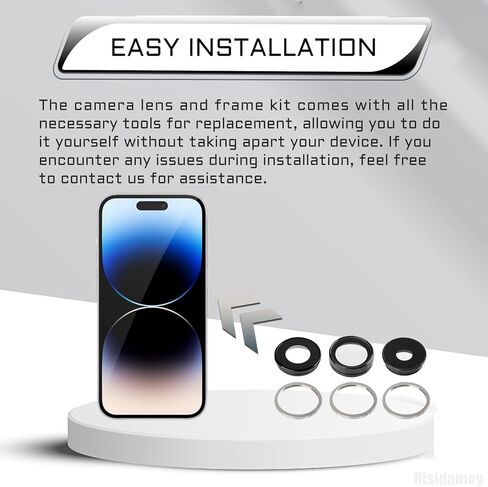 for iPhone 14 Pro Max 14 Pro Camera Lens Glass with Frame Replacement Rear Camera Back Camera Lens Metal Frame Cover Replace with Full Repair Tools Kit Model: A2890 A2650 A2889 A2894 A2651 in Saudi Arabia