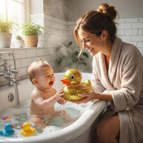 Goaste 2 حزمة البط المطاطي اللامع العملاق، 6.7 بوصة بطة صفراء كبيرة، لعبة البط الكبيرة اللامعة مع صوت صار، حوض الاستحمام البط المطاطي العائم لاستحمام الطفل، حفلة عيد الميلاد، الشاطئ الصيفي in Kuwait