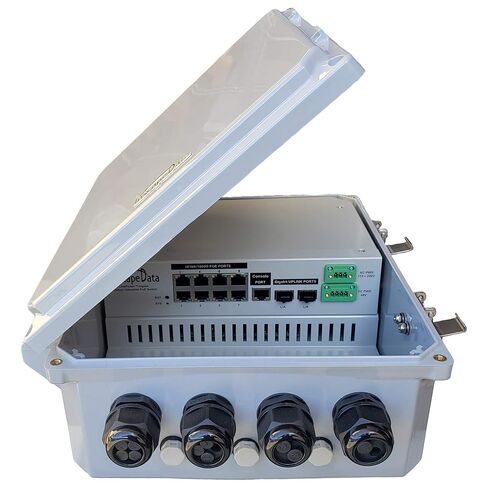 Inscape Data, Outdoor PoE Switch Managed, LPS3802AFM-T1, 10 Port Gigabit Switch with 2 Gigabit SFP Uplink Ports, 802.3af/at, All-in-one Box, 150w, Plug & Play, Fan-Less, 3-Year Warranty in Kuwait