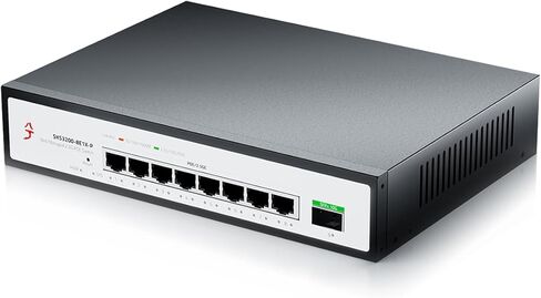 9 منافذ 2.5G سهلة الإدارة PoE+ Ethernet Switch، IEEE8023af/at PoE 140W، VLAN/QoS/STP/IGMP/LACP مدعوم، محول شبكة 2.5 جيجا بايت بدون مروحة لـ AP، هاتف VoIP، كاميرا IP، NVR in Kuwait