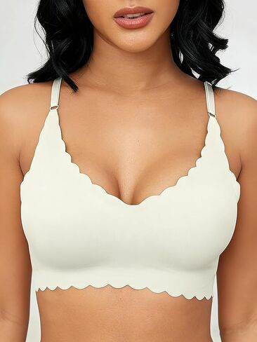 Women's Solid Color Wavy Edge Wireless Bra Stylish Underwear Sexy and Comfortable in Saudi Arabia