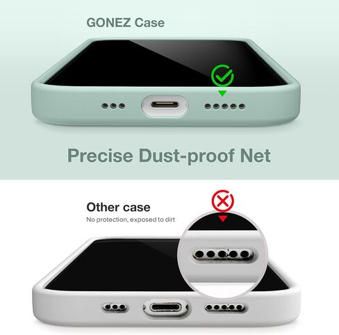 حافظة GONEZ لهاتف iPhone 15، حافظة من السيليكون السائل مع [واقي شاشة واحد + 1 واقي عدسة الكاميرا]، غطاء هاتف واقٍ وبطانة ناعمة من الألياف الدقيقة مضادة للخدش مقاس 6.1 بوصة، أخضر نعناعي in Saudi Arabia