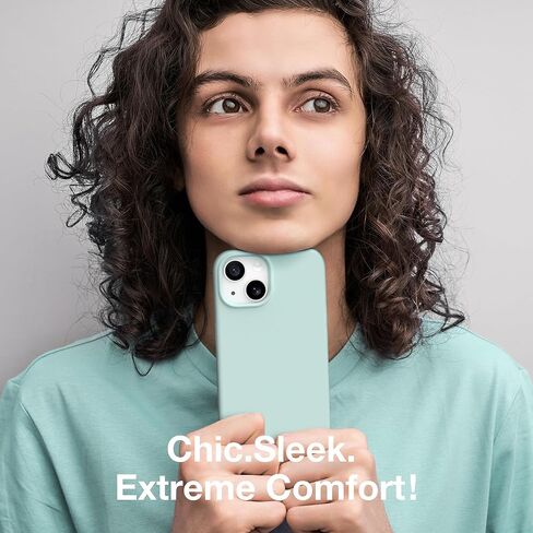 حافظة GONEZ لهاتف iPhone 15، حافظة من السيليكون السائل مع [واقي شاشة واحد + 1 واقي عدسة الكاميرا]، غطاء هاتف واقٍ وبطانة ناعمة من الألياف الدقيقة مضادة للخدش مقاس 6.1 بوصة، أخضر نعناعي in Saudi Arabia