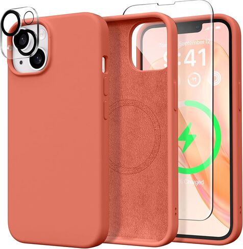 حافظة GONEZ لهاتف iPhone 15، حافظة من السيليكون السائل مع [واقي شاشة واحد + 1 واقي عدسة الكاميرا]، غطاء هاتف واقٍ وبطانة ناعمة من الألياف الدقيقة مضادة للخدش مقاس 6.1 بوصة، أخضر نعناعي in Saudi Arabia
