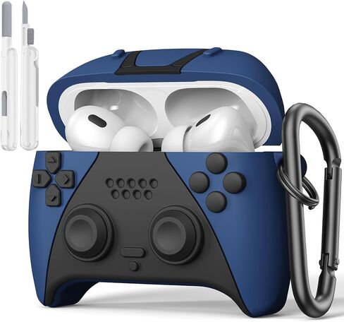 KOREDA Compatible with AirPods Pro 2nd/1st Generation Case with Cleaner Kit, Cute Funny Cool Game Player Design Silicone Protective Cover with Keychain for AirPods Pro Case (2023/2022/2019), Black in Kuwait