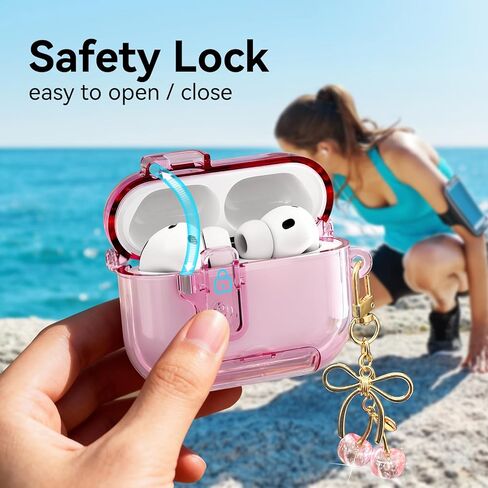 متوافق مع حافظة AirPods Pro 3 مع قفل أمان، غطاء حماية شفاف من مادة TPU لجهاز Airpods Pro الجيل الثالث مع مجموعة منظف وحلقة تسلق للنساء والفتيات in Kuwait