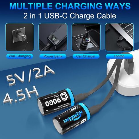 Rechargeable D Batteries 8 Pack, 9000mWh Lithium D Cell Battery in Kuwait