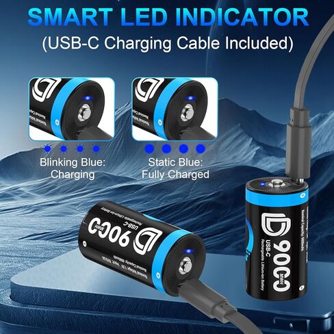Rechargeable D Batteries 8 Pack, 9000mWh Lithium D Cell Battery in Kuwait